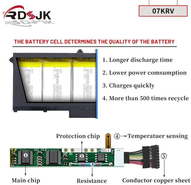 Alt view image 4 of 7 - 07KRV H4PVC Laptop Battery for Dell Latitude 5330 5430 5530 Precision 3570 P104F P104F005 P104F006 P137G P137G004 P137G005 P137G006 Series M69D0 0H4PVC O7KRV Y86WG 0Y86WG 78FWY 078FWY 4FVJG 15.2V 58Wh