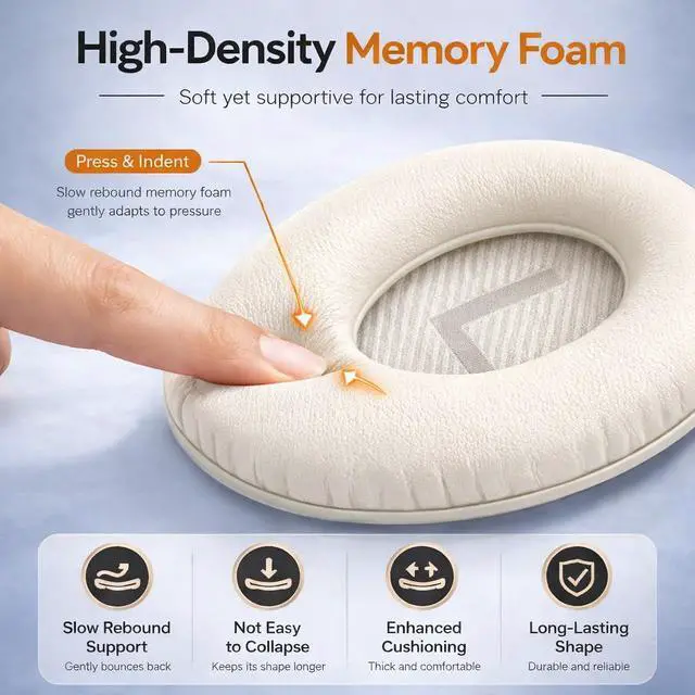 Alt view image 3 of 6 - Replacement Ear Pads for Bose QC35 and QC35 II | Soft Protein Leather Ear Cushions with Noise Isolation, Memory Foam, Extra Durability
