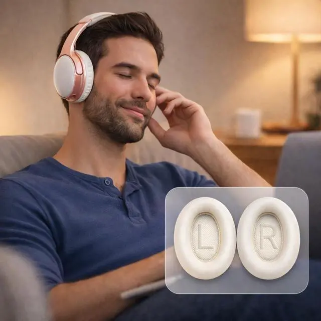 Alt view image 6 of 6 - Replacement Ear Pads for Bose QC35 and QC35 II | Soft Protein Leather Ear Cushions with Noise Isolation, Memory Foam, Extra Durability