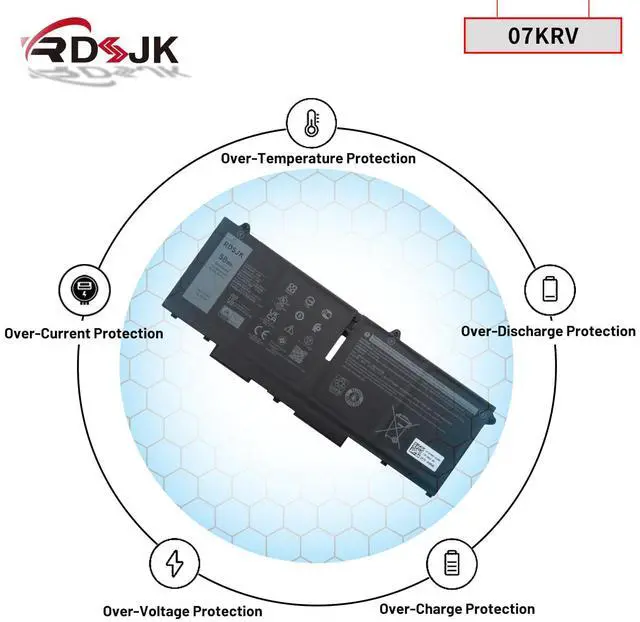Alt view image 6 of 7 - 07KRV H4PVC Laptop Battery for Dell Latitude 5330 5430 5530 Precision 3570 P104F P104F005 P104F006 P137G P137G004 P137G005 P137G006 Series M69D0 0H4PVC O7KRV Y86WG 0Y86WG 78FWY 078FWY 4FVJG 15.2V 58Wh