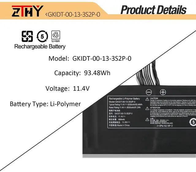 Alt view image 3 of 7 - GKIDT-03-17-3S2P-0 Laptop Battery Replacement for Adata XPG Xenia 15 | For Schenker XMG Fusion 15 XFU15L19 Eluktronics MAG-15 Aftershock Vapor 15 Pro 2021 Intel X15 LAPKC71F GKIDT-00-13-3S2P-0