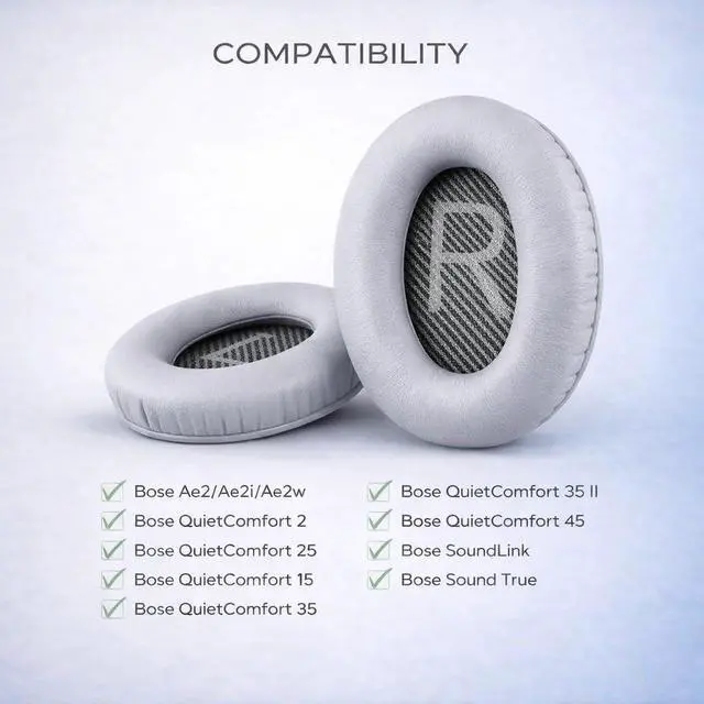 Alt view image 2 of 6 - Replacement Ear Pads for Bose QC35 and QC35 II | Soft Protein Leather Ear Cushions with Noise Isolation, Memory Foam, Extra Durability