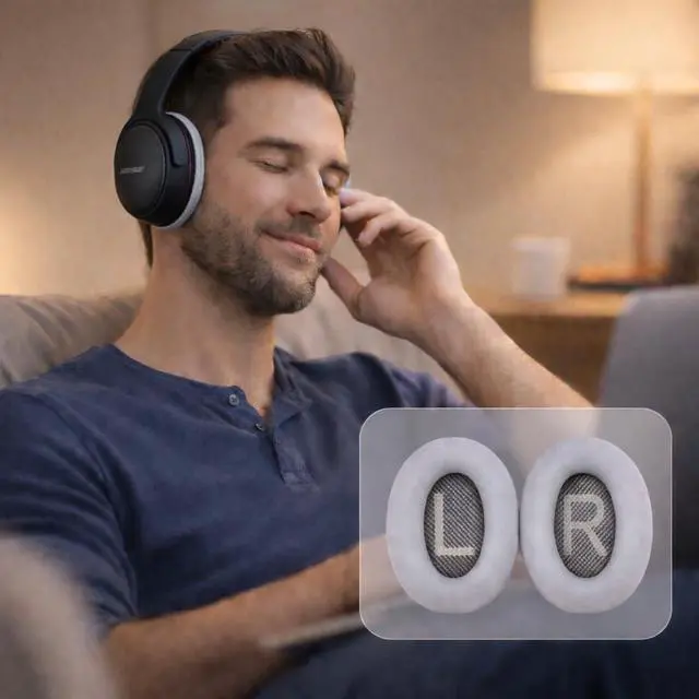 Alt view image 6 of 6 - Replacement Ear Pads for Bose QC35 and QC35 II | Soft Protein Leather Ear Cushions with Noise Isolation, Memory Foam, Extra Durability