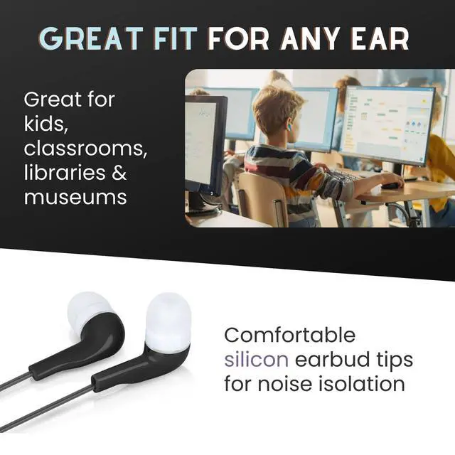 Alt view image 3 of 6 - 30 Pack Jelly Roll Bulk Earbuds - Multicolor Wired Ear Buds for Classroom, Students, and Kids, 3.5mm Jack - Bulk Headphones Class Set for Chromebook, Library, and Office (No Mic)