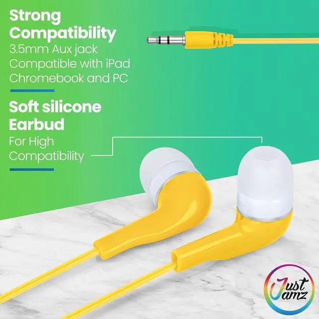 Alt view image 5 of 6 - 30 Pack Jelly Roll Bulk Earbuds - Multicolor Wired Ear Buds for Classroom, Students, and Kids, 3.5mm Jack - Bulk Headphones Class Set for Chromebook, Library, and Office (No Mic)