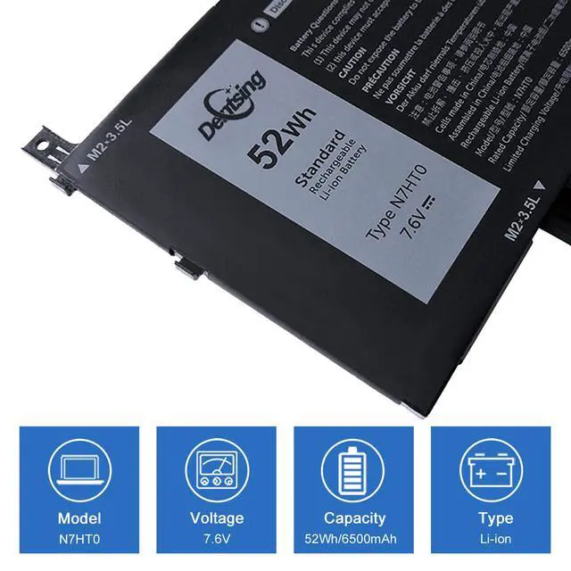 Alt view image 2 of 5 - N7HT0 7.6V 52Wh/6500mAh Laptop Battery Compatible with Dell Latitude 9510 2-in-1 Series Notebook 08NFC7 N2NLL N7HTO 0PKW00 TVKGH 089GNG 0HYMNG
