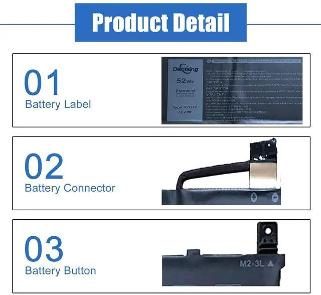 Alt view image 3 of 5 - N7HT0 7.6V 52Wh/6500mAh Laptop Battery Compatible with Dell Latitude 9510 2-in-1 Series Notebook 08NFC7 N2NLL N7HTO 0PKW00 TVKGH 089GNG 0HYMNG