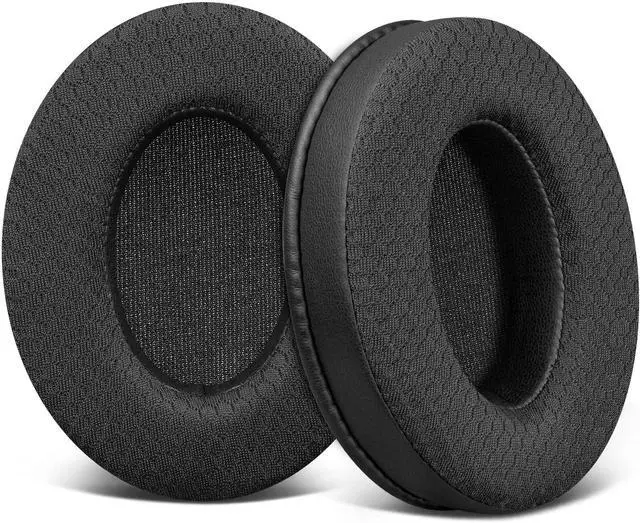 Main image of Earpads Replacement for Sennheiser HD202/HD202II/HD203/HD212/HD212-Pro/HD437/HD447/HD457/HD477/HD497/EH150/EH250/EH350/HD62-TV/HD65-TV, Ear Pads Cushions with Football Texture Fabric - Black