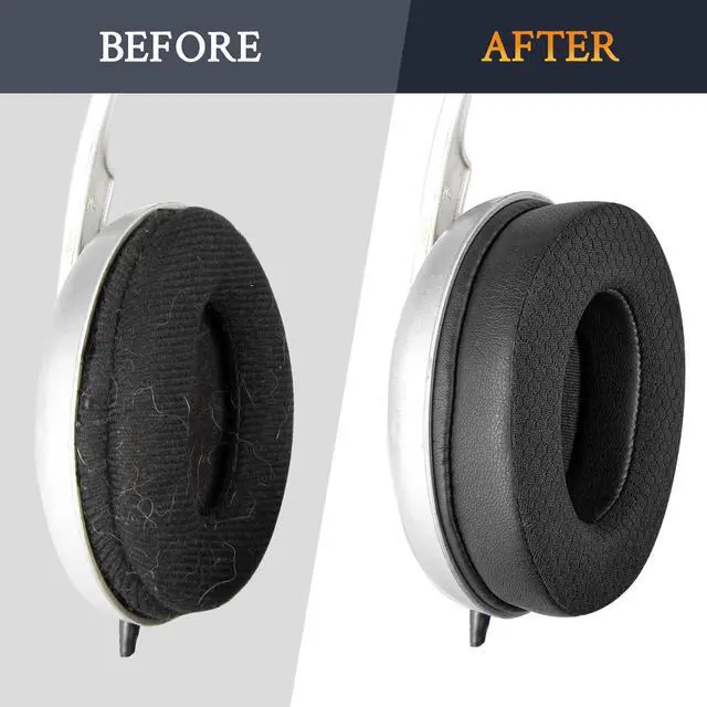 Alt view image 5 of 6 - Earpads Replacement for Sennheiser HD202/HD202II/HD203/HD212/HD212-Pro/HD437/HD447/HD457/HD477/HD497/EH150/EH250/EH350/HD62-TV/HD65-TV, Ear Pads Cushions with Football Texture Fabric - Black
