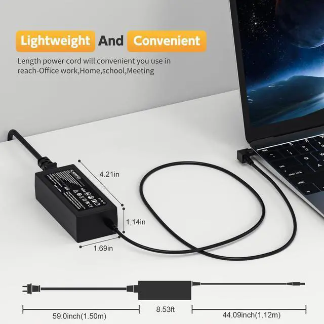 Alt view image 4 of 4 - 65W Laptop Charger Compatible with Asus VivoBook X Series Power Supply Cord