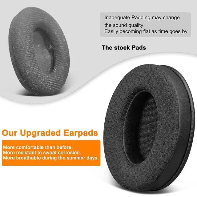 Alt view image 6 of 6 - Earpads Replacement for Sennheiser HD202/HD202II/HD203/HD212/HD212-Pro/HD437/HD447/HD457/HD477/HD497/EH150/EH250/EH350/HD62-TV/HD65-TV, Ear Pads Cushions with Football Texture Fabric - Black