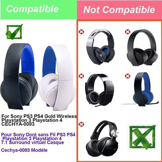Alt view image 5 of 7 - CECHYA-0083 Replacement Ear Pads Ear Pads for Sony Gold Wireless PS3 PS4 7.1 Virtual Surround Headphones (Black)