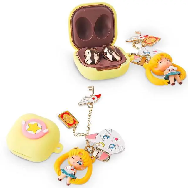 Main image of Case for Samsung Galaxy Buds FE(2023) / Buds2 Pro(2022) / Buds 2(2021) / Buds Pro(2021) / Buds Live(2020) Earbuds with Doll Lanyard, Cute Cartoon Skin Design, Silicone Wireless Cover