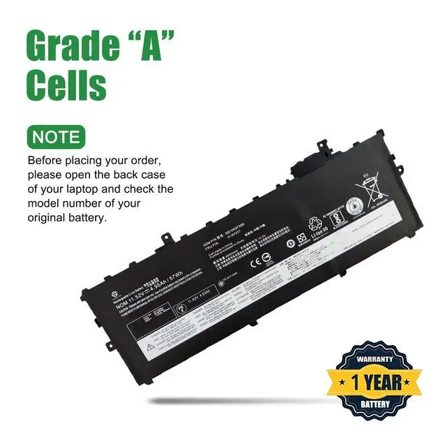 Alt view image 4 of 6 - 01AV431 Laptop Battery Replacement for Lenovo ThinkPad X1 Carbon 5th Gen 2017 6th Gen 2018 Series SB10K97588 01AV430 SB10K97587 01AV494 SB10K97586 01AV429 SB10K97586 11.52V 57Wh 4950mAh
