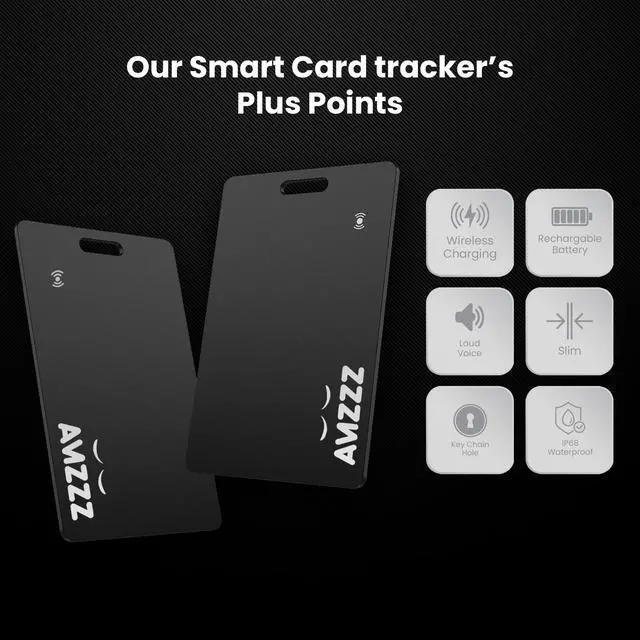 Alt view image 2 of 7 - MFi Certified Wallet Tracker Card Compatible with Find My App, Slim 0.07in | 100dB Loud Ring for Location Rechargeable Item Finder, IP68 Waterproof Bluetooth Tracker Left Behind Alerts