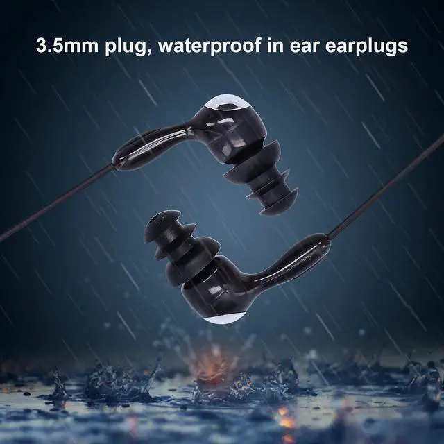 Alt view image 4 of 6 - Sport Short Cord Headphones for Swimming and Underwater Activities, in Ear, Noise Cancelling Earbuds for MP3 Players (Black)