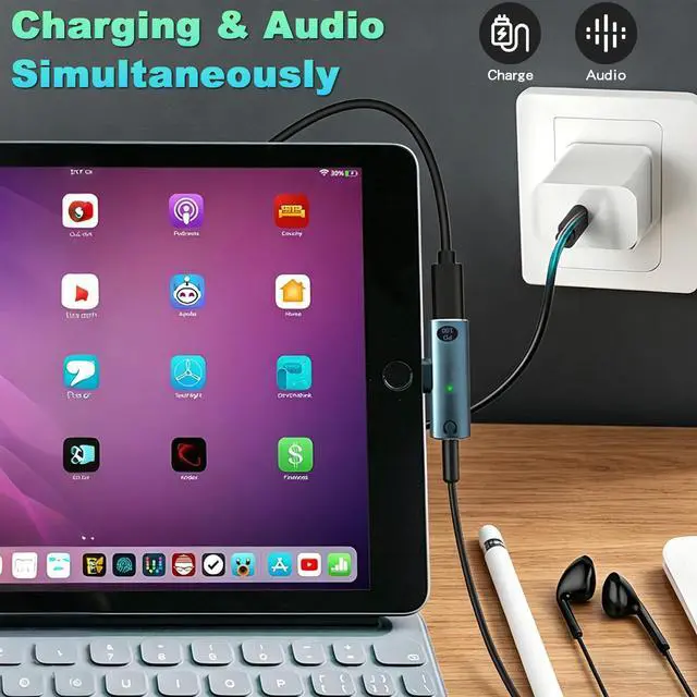 Alt view image 4 of 7 - USB C to 3.5mm Headphone and Charger Adapter, 2 in 1 Type-C to 3.5mm Audio Hi-Res with PD Fast Charging Dongle Adapter for iPhone 15/16 Pro/Max, Samsung Galaxy S24/S23, iPad Pro(Gray)