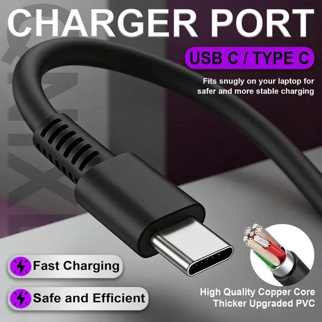 Alt view image 2 of 7 - 65W 45W USB C Laptop Charger Compatible with HP Spectre x360, Elitebook x360, Envy, Omnibook, Chromebook, Elite x2, Zbook, ProBook Travel Type C AC Adapter Power Cord Supply