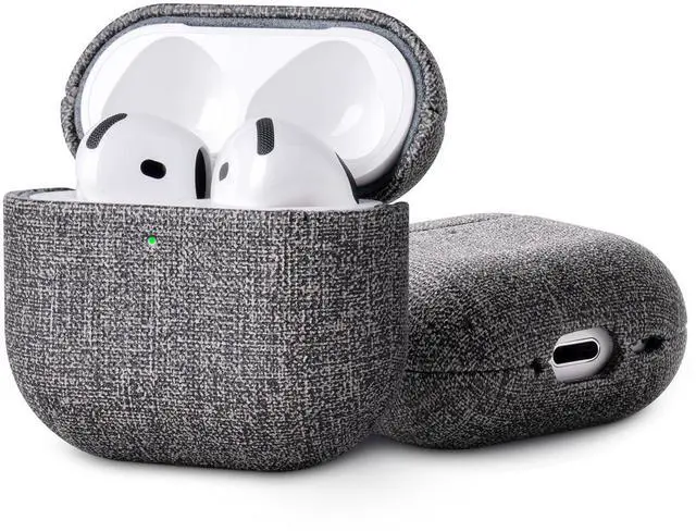 Main image of Envelop Series - Hard Case for AirPods 4th Generation - Gray | Hand-crafted Case Fully Wrapped in Faux Leather; Canvas Finish; Soft Microfiber Inner Lining; Qi wireless charging