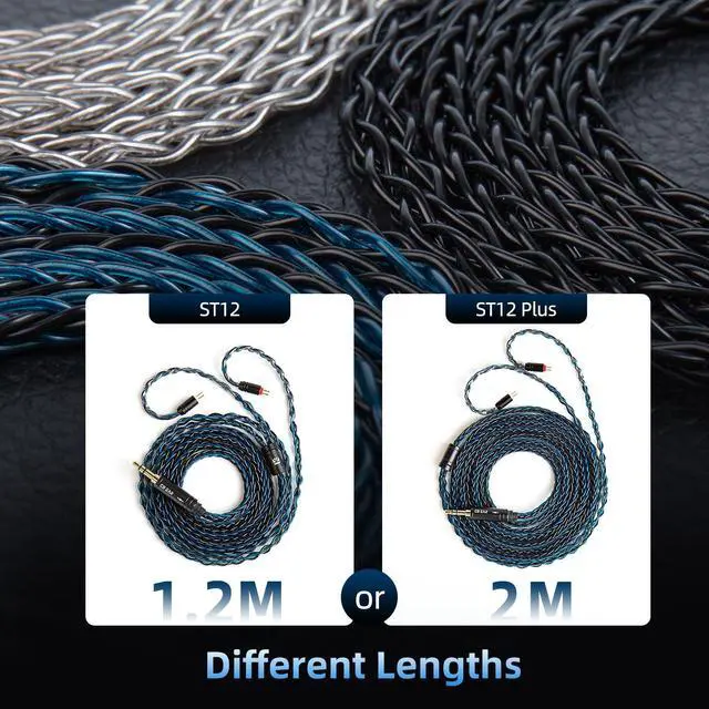 Alt view image 3 of 6 - 2 Meter Long 2Pin IEM Cable, in Ear Monitor Replacement Earbuds Earphone Cable, KBEAR ST12 Plus 8 Core 4N OFC Silver-plated HiFi Headphone Wire for KZ ZST/AS10/ZS10/ZST-X CCA C10/C12(Grey, 2PIN 3.5MM)