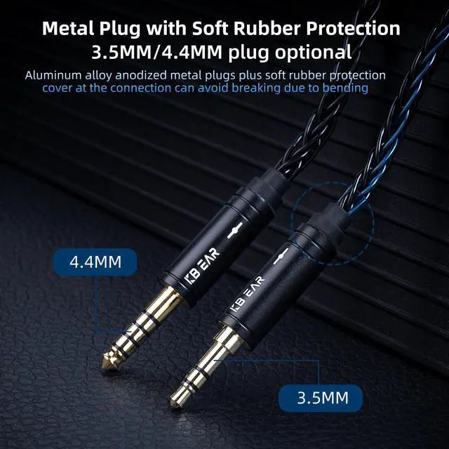 Alt view image 5 of 6 - 2 Meter Long 2Pin IEM Cable, in Ear Monitor Replacement Earbuds Earphone Cable, KBEAR ST12 Plus 8 Core 4N OFC Silver-plated HiFi Headphone Wire for KZ ZST/AS10/ZS10/ZST-X CCA C10/C12(Grey, 2PIN 3.5MM)