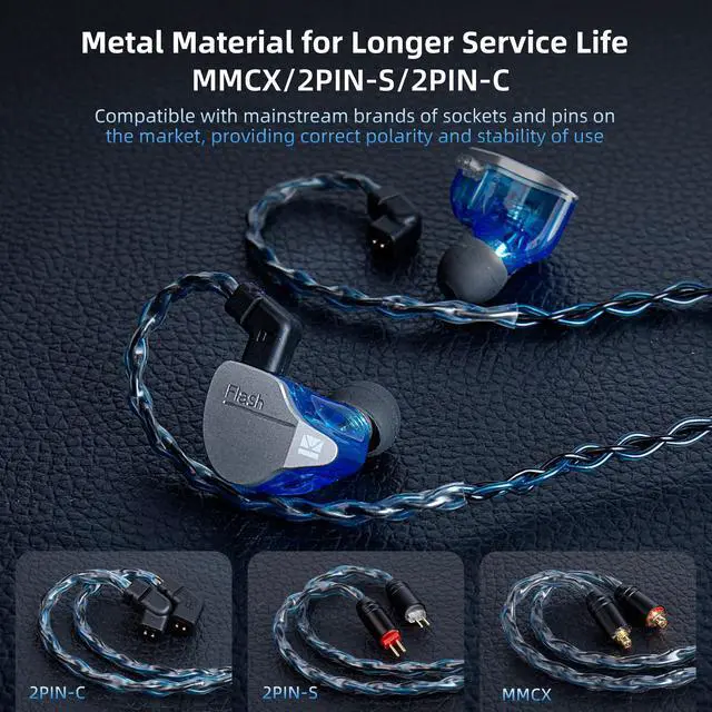 Alt view image 6 of 6 - 2 Meter Long 2Pin IEM Cable, in Ear Monitor Replacement Earbuds Earphone Cable, KBEAR ST12 Plus 8 Core 4N OFC Silver-plated HiFi Headphone Wire for KZ ZST/AS10/ZS10/ZST-X CCA C10/C12(Grey, 2PIN 3.5MM)