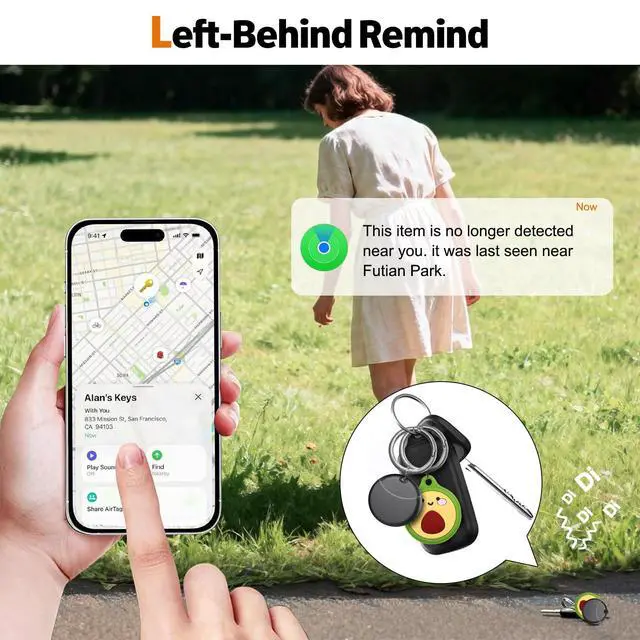 Alt view image 5 of 7 - Tracker Tags-2 Pack Compatible with Apple Find My (iOS Only), Bluetooth Tracker, Smart Keys Finder and Item Locator with Waterproof Case for Keys Wallet Luggage Backpack, Two Black Two Case