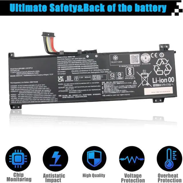 Alt view image 4 of 7 - L20C3PC2 L20D3PC2 Laptop Battery Replacement for Lenovo Ideapad Gaming 3-15ACH6 Type-82K2 82MJ Ideapad Gaming 3-15IHU6 Type-82K1 82MG Series SB11B96716 L20M3PC2 SB11B96717 SB11B96720 45Wh 3910mAh
