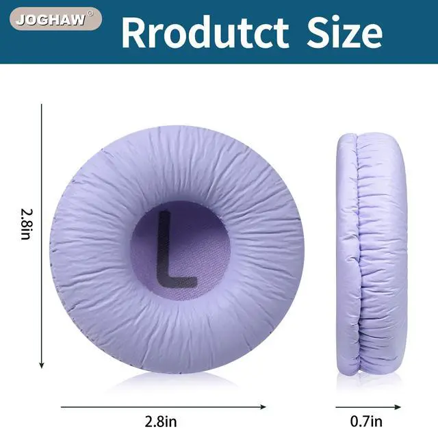 Alt view image 6 of 7 - Headphones Replacement Ear Pads, Cushions for JBL Tune T500BT/T450BT/510BT/520BT/570BT, Crinkled Leather Enhanced Breathability and Friction Ear Pads Cushions with High-Density Foam - Purple