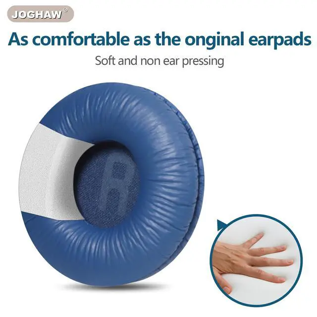 Alt view image 4 of 7 - Headphones Replacement Ear Pads, Cushions for JBL Tune T500BT/T450BT/510BT/520BT/570BT, Crinkled Leather Enhanced Breathability and Friction Ear Pads Cushions with High-Density Foam - Blue