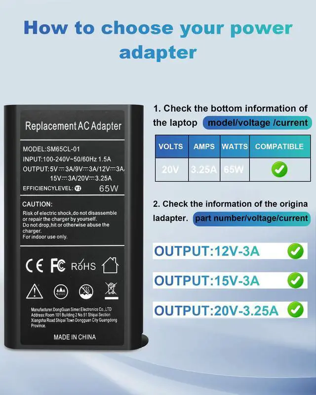 Alt view image 5 of 6 - 65W USB Type C Laptop Charger fits for Lenovo Thinkpad/Yoga/Thinkbook | for Lenovo Thinkpad T14 E16 T16 T480 T590 Yoga 7i L13 Chromebook Computer Charger USB C AC Power Adapter