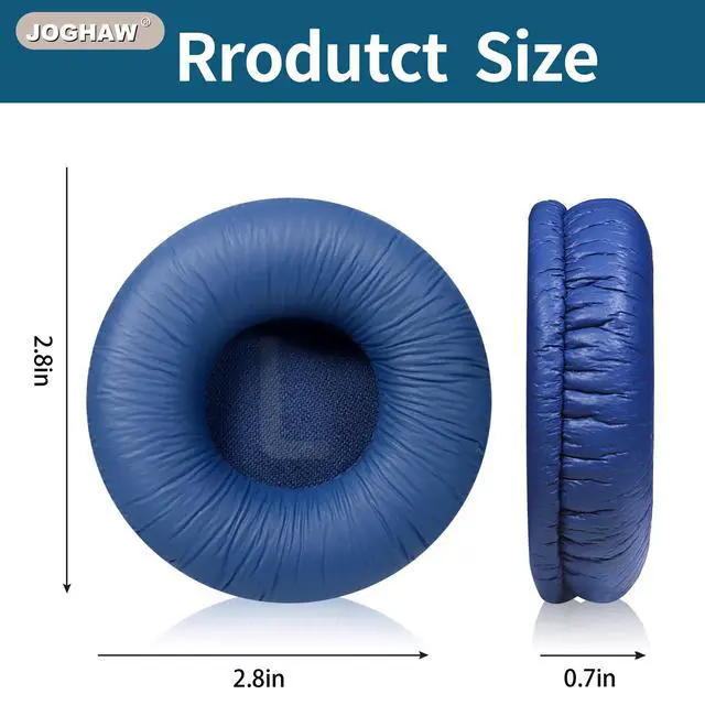 Alt view image 6 of 7 - Headphones Replacement Ear Pads, Cushions for JBL Tune T500BT/T450BT/510BT/520BT/570BT, Crinkled Leather Enhanced Breathability and Friction Ear Pads Cushions with High-Density Foam - Blue