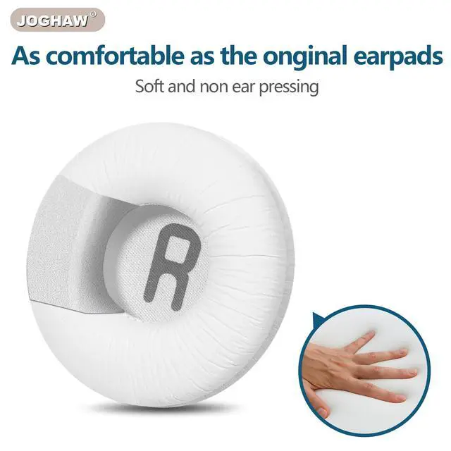 Alt view image 4 of 7 - Headphones Replacement Ear Pads, Cushions for JBL Tune T500BT/T450BT/510BT/520BT/570BT, Crinkled Leather Enhanced Breathability and Friction Ear Pads Cushions with High-Density Foam - White