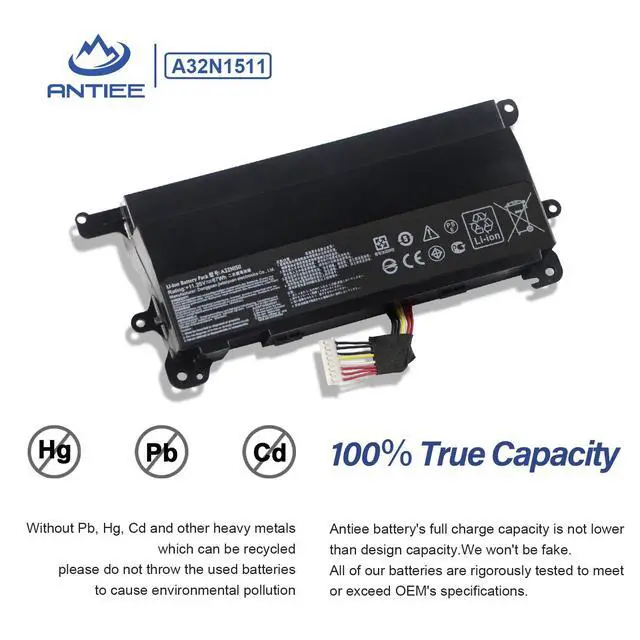 Alt view image 4 of 6 - A32N1511 67Wh Laptop Battery Replacement for ASUS ROG G752 G752V G752VL | G752VT G752VM G752VY G752VS GFX72J GFX72VT GFX72VL6700 GFX72VY6820 A32LM9H 0B110-00370000 11.25V 6000mAh
