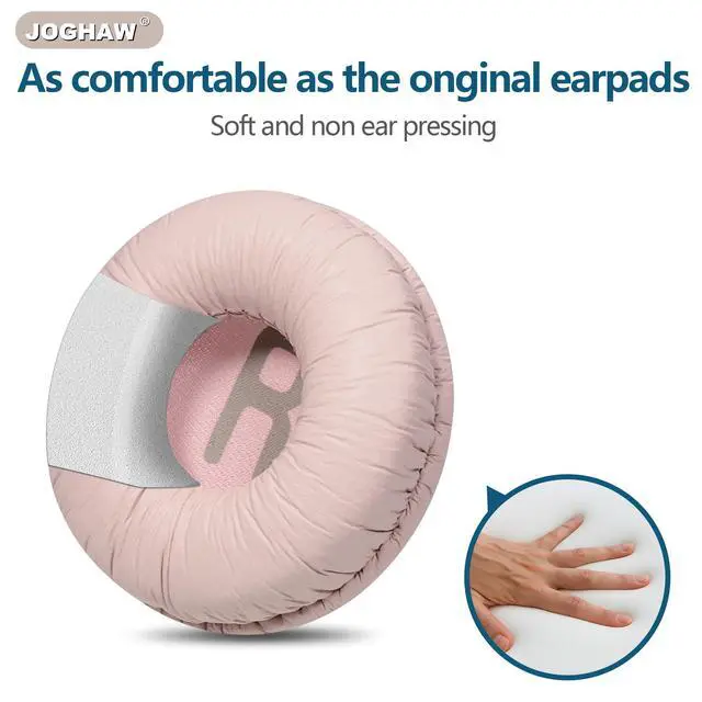 Alt view image 4 of 7 - Headphones Replacement Ear Pads, Cushions for JBL Tune T500BT/T450BT/510BT/520BT/570BT, Crinkled Leather Enhanced Breathability and Friction Ear Pads Cushions with High-Density Foam - Pink