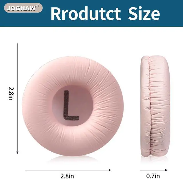 Alt view image 6 of 7 - Headphones Replacement Ear Pads, Cushions for JBL Tune T500BT/T450BT/510BT/520BT/570BT, Crinkled Leather Enhanced Breathability and Friction Ear Pads Cushions with High-Density Foam - Pink