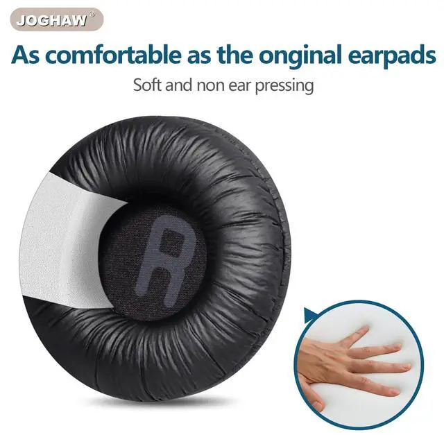 Alt view image 4 of 7 - Headphones Replacement Ear Pads, Cushions for JBL Tune T500BT/T450BT/510BT/520BT/570BT, Crinkled Leather Enhanced Breathability and Friction Ear Pads Cushions with High-Density Foam - Black