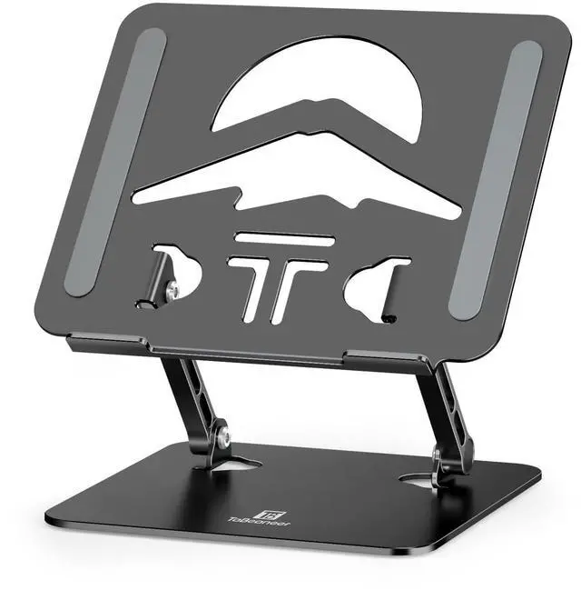 Main image of Z-Shaped Laptop Stand for Desk Fits 10"-16" Notebook, Black | Adjustable Ergonomic Riser With Portable Folding Design for Comfortable Desk Work, Fit for MacBook, Dell, Acer and HP Laptops