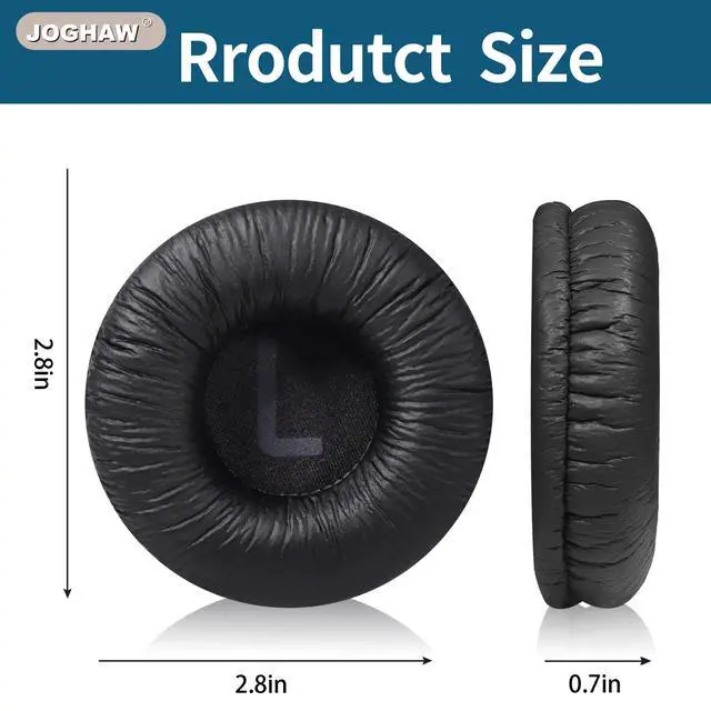 Alt view image 6 of 7 - Headphones Replacement Ear Pads, Cushions for JBL Tune T500BT/T450BT/510BT/520BT/570BT, Crinkled Leather Enhanced Breathability and Friction Ear Pads Cushions with High-Density Foam - Black