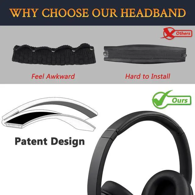 Alt view image 3 of 6 - Headband for Sony WH-CH720N/WH-CH720 Headphones, Replacement Headstrap Pad Repair Part - Black