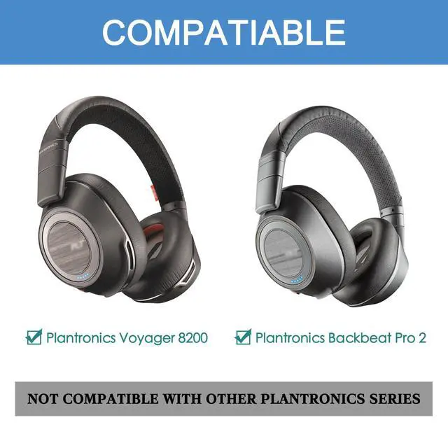 Alt view image 2 of 7 - Ear Pads Replacement for Plantronics Voyager 8200 UC/Backbeat Pro 2 - Black | GVOEARS Ear Pads Cushions with Premium ICE Silk Fabric, Softer Memory Foam Noise Canceling