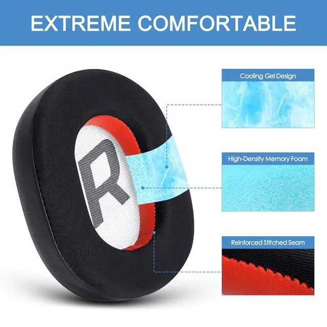 Alt view image 3 of 7 - Ear Pads Replacement for Plantronics Voyager 8200 UC/Backbeat Pro 2 - Black | GVOEARS Ear Pads Cushions with Premium ICE Silk Fabric, Softer Memory Foam Noise Canceling