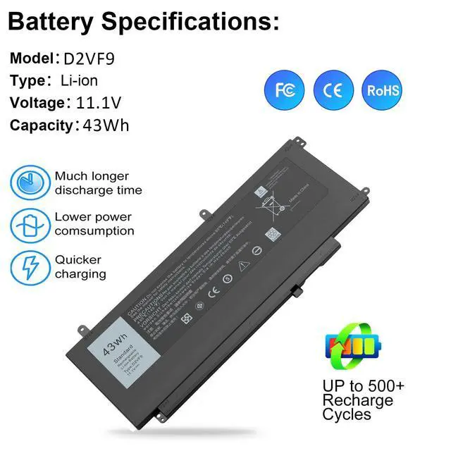 Alt view image 3 of 7 - 45WH D2VF9 Laptop Battery Replacement for Replacement for Dell Inspiron 15 7547 7548 D2VF9 PXR51 0PXR51 11.1V