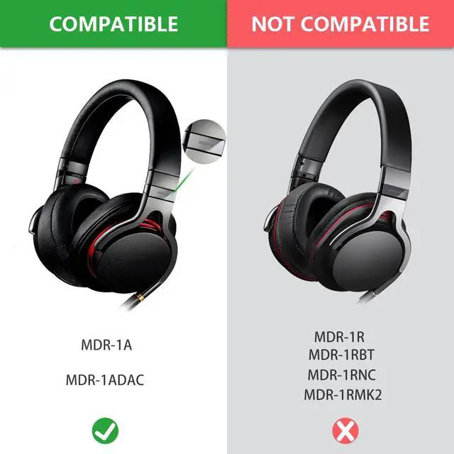 Alt view image 3 of 6 - Replacement Ear Pads Compatible with Sony MDR-1A, MDR-1ADAC Headphones Ear Cushions, Repair Parts with Video Guide (Black)