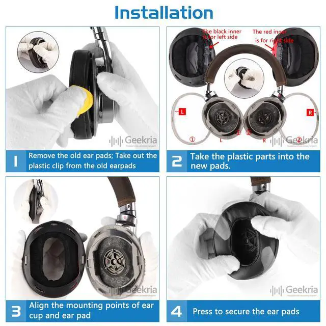 Alt view image 5 of 6 - Replacement Ear Pads Compatible with Sony MDR-1A, MDR-1ADAC Headphones Ear Cushions, Repair Parts with Video Guide (Black)