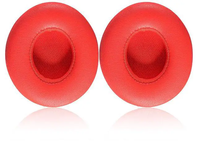 Main image of Solo 2/3 Wireless Earpads - Replacement Ear Cushion Pads with Protein Leather and Memory Foam for Beats Solo 2.0/3.0 Wireless On Ear Headphones ONLY (Red)