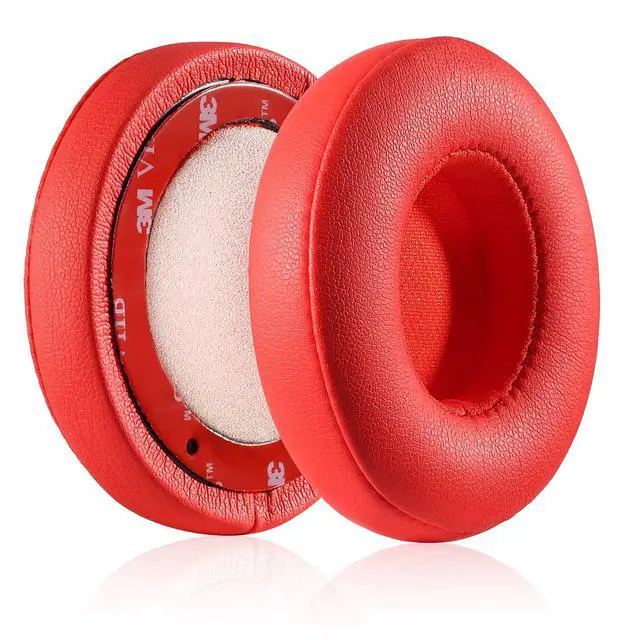 Alt view image 5 of 7 - Solo 2/3 Wireless Earpads - Replacement Ear Cushion Pads with Protein Leather and Memory Foam for Beats Solo 2.0/3.0 Wireless On Ear Headphones ONLY (Red)