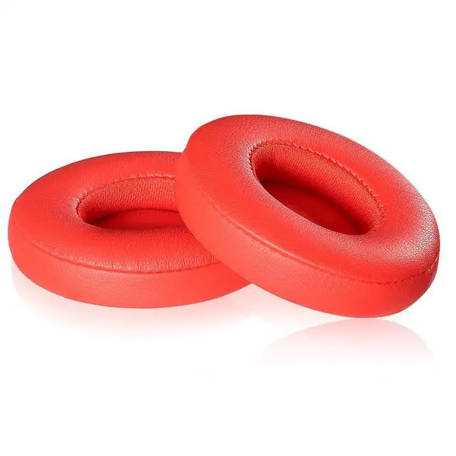 Alt view image 7 of 7 - Solo 2/3 Wireless Earpads - Replacement Ear Cushion Pads with Protein Leather and Memory Foam for Beats Solo 2.0/3.0 Wireless On Ear Headphones ONLY (Red)