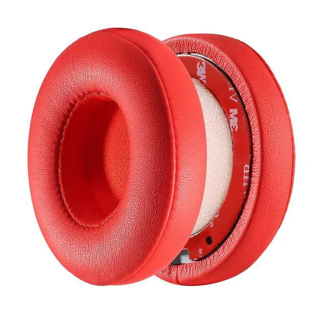 Alt view image 6 of 7 - Solo 2/3 Wireless Earpads - Replacement Ear Cushion Pads with Protein Leather and Memory Foam for Beats Solo 2.0/3.0 Wireless On Ear Headphones ONLY (Red)