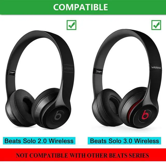 Alt view image 2 of 7 - Solo 2/3 Wireless Earpads - Replacement Ear Cushion Pads with Protein Leather and Memory Foam for Beats Solo 2.0/3.0 Wireless On Ear Headphones ONLY (Rose Gold)